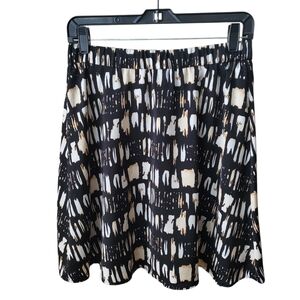 Banana Republic Print A-Line Skirt Womens S Black|White|Cream